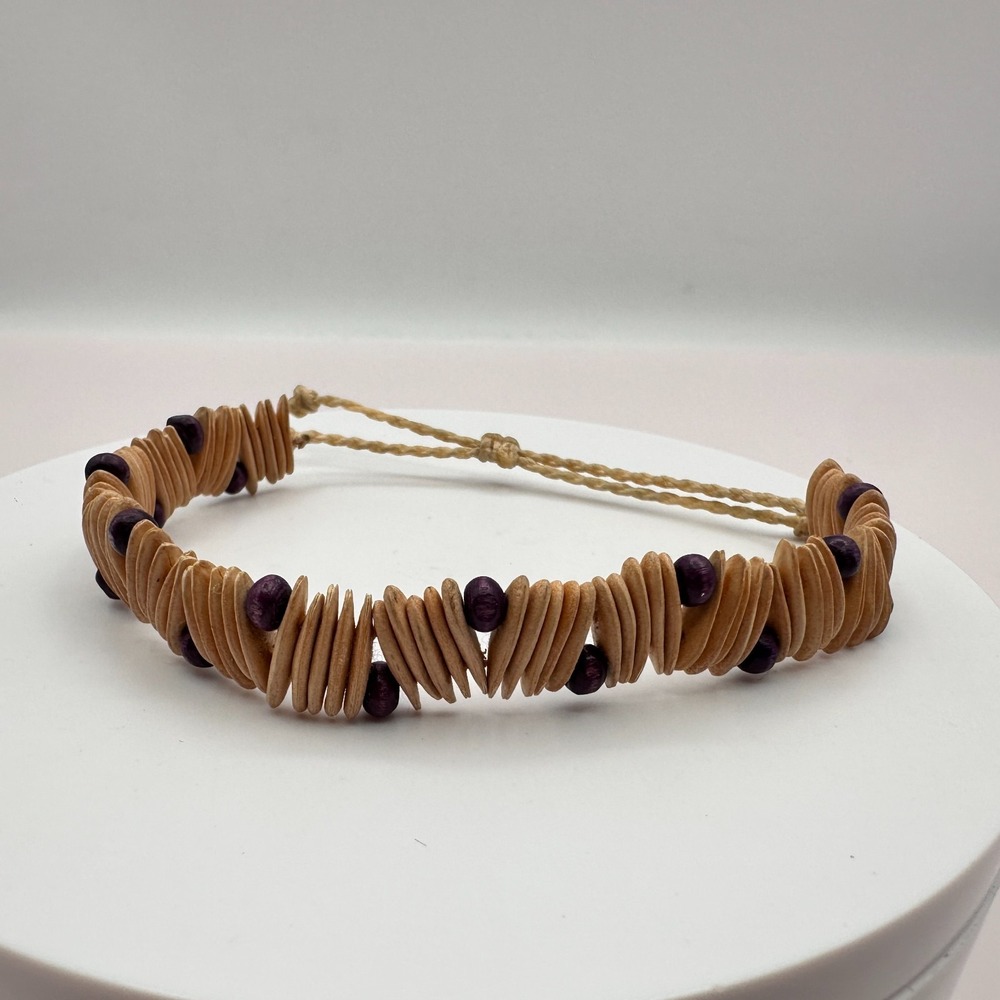 Vintage 90s Wooden Beaded Bracelet Women's Boho Classic Fashion Jewelry